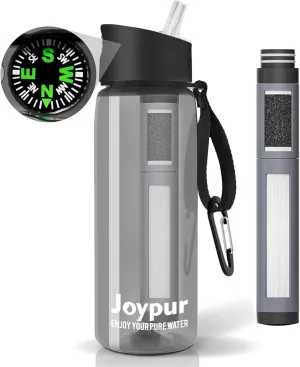 0.01 μm Ultra Filtration Portable Water Bottle - 4-Stage Filtered BPA-Free Reusable Water Bottle - for Survival,Hiking,Emergency,Camping and Backpacking