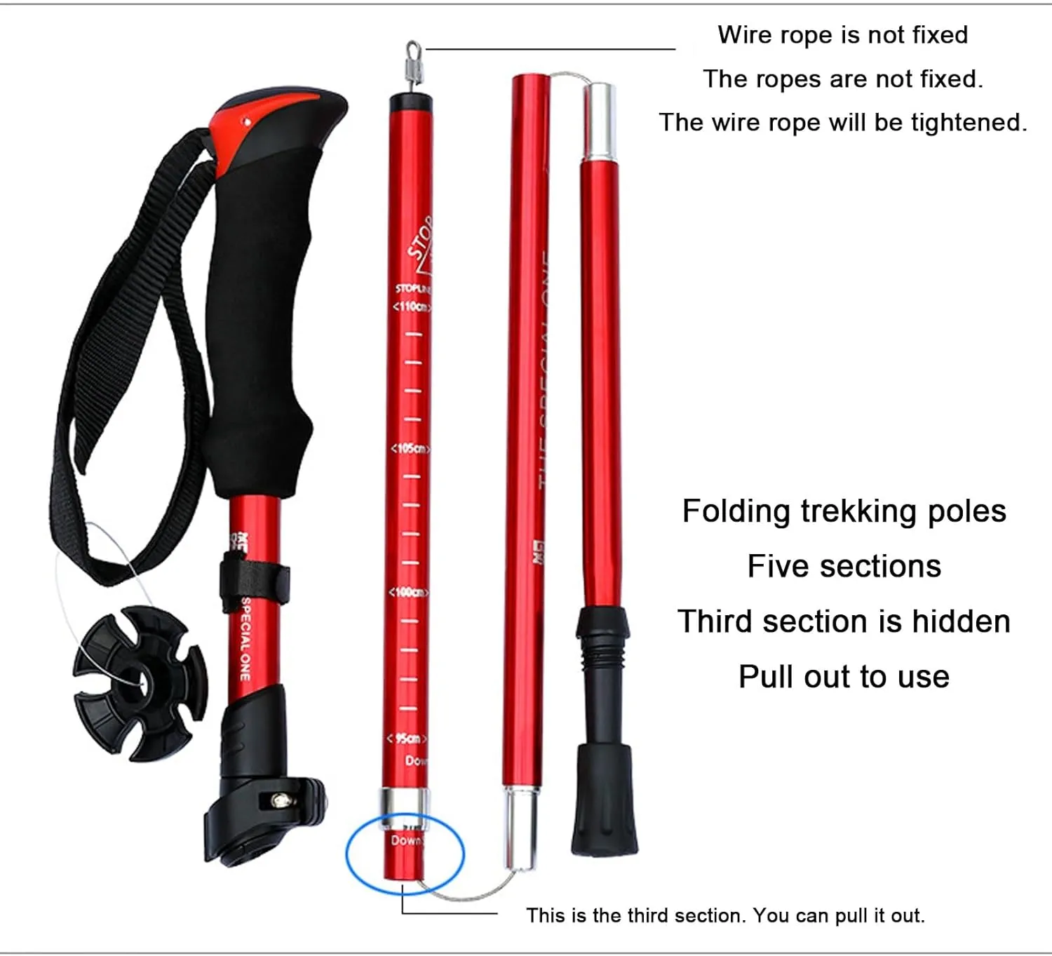 1 Pairs Ultra Strong Trekking, Walking, and Hiking Poles Collapsible, Lightweight, Quick Locking, Weather-Resistant and Ultra Durable