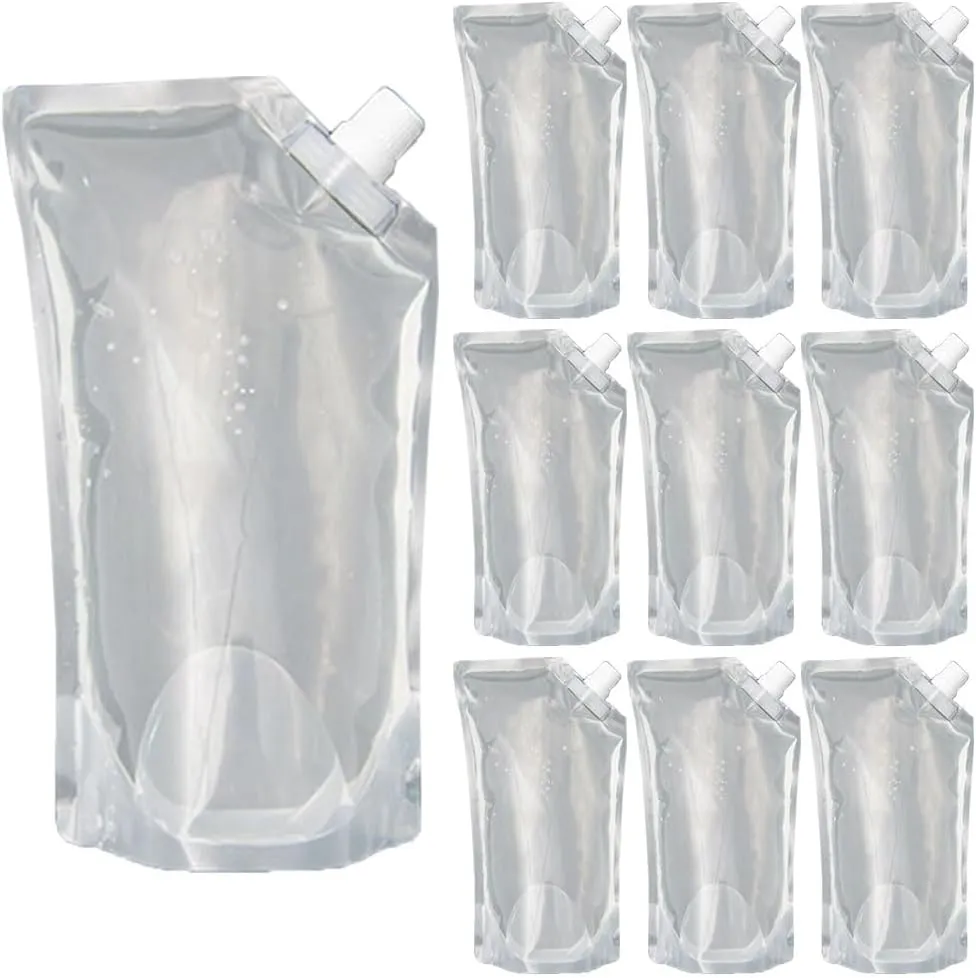 10 Collapsible Water Bottles Pouch Flask BPA Free Camping Survival Hiking Picnic 16.9oz Emergency Hiking Hydration Travel to Go Compact Drinking Outdoor Portable Lightweight Beach Picnic Biking Gym