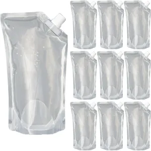 10 Collapsible Water Bottles Pouch Flask BPA Free Camping Survival Hiking Picnic 16.9oz Emergency Hiking Hydration Travel to Go Compact Drinking Outdoor Portable Lightweight Beach Picnic Biking Gym