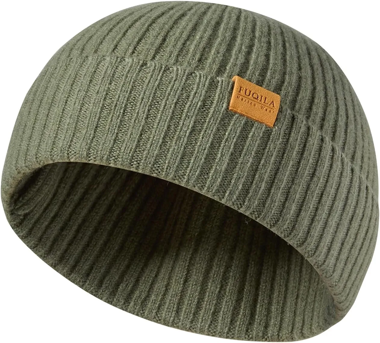 100% Merino Wool Fisherman Beanie Hat, Unisex Warm Winter Hats, Soft Breathable Knitted Short Cuffed Cap