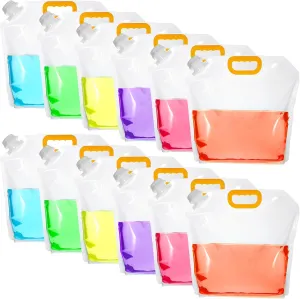 12 Pcs 1.3 Gallon Collapsible Emergency Water Pouches Container, Clear Leak-Proof Collapsible Water Storage Jug Bladder Foldable Plastic Storage Pouch Tank for Outdoor Camping Riding Hiking Backpack