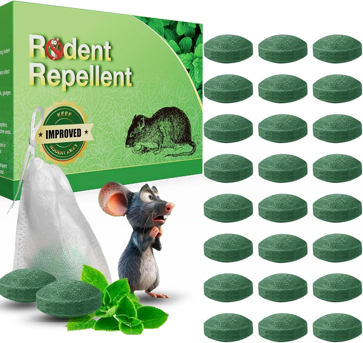 12Pcs Mouse Repellent, Peppermint Oil to Repel Mice and Rats, Natural Ingredients Rat Repellent Balls