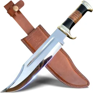 14" Crocodile Dundee Bowie Knife With Sheath-Tactical Survival Knife-Hunting Knife for Camping, Outdoor, Bushcraft - Gift for Men