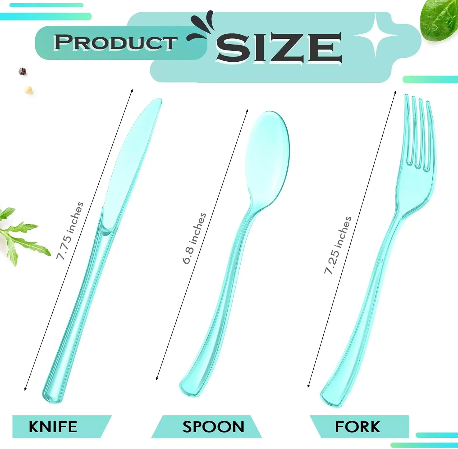 150 Pieces Disposable Cutlery Set Plastic Silverware Heavy Duty Utensil Sets 50 Forks 50 Knives 50 Spoons for Home Office School Party Picnics Restaurant Outdoor Events or Every Day Use (Light Green)