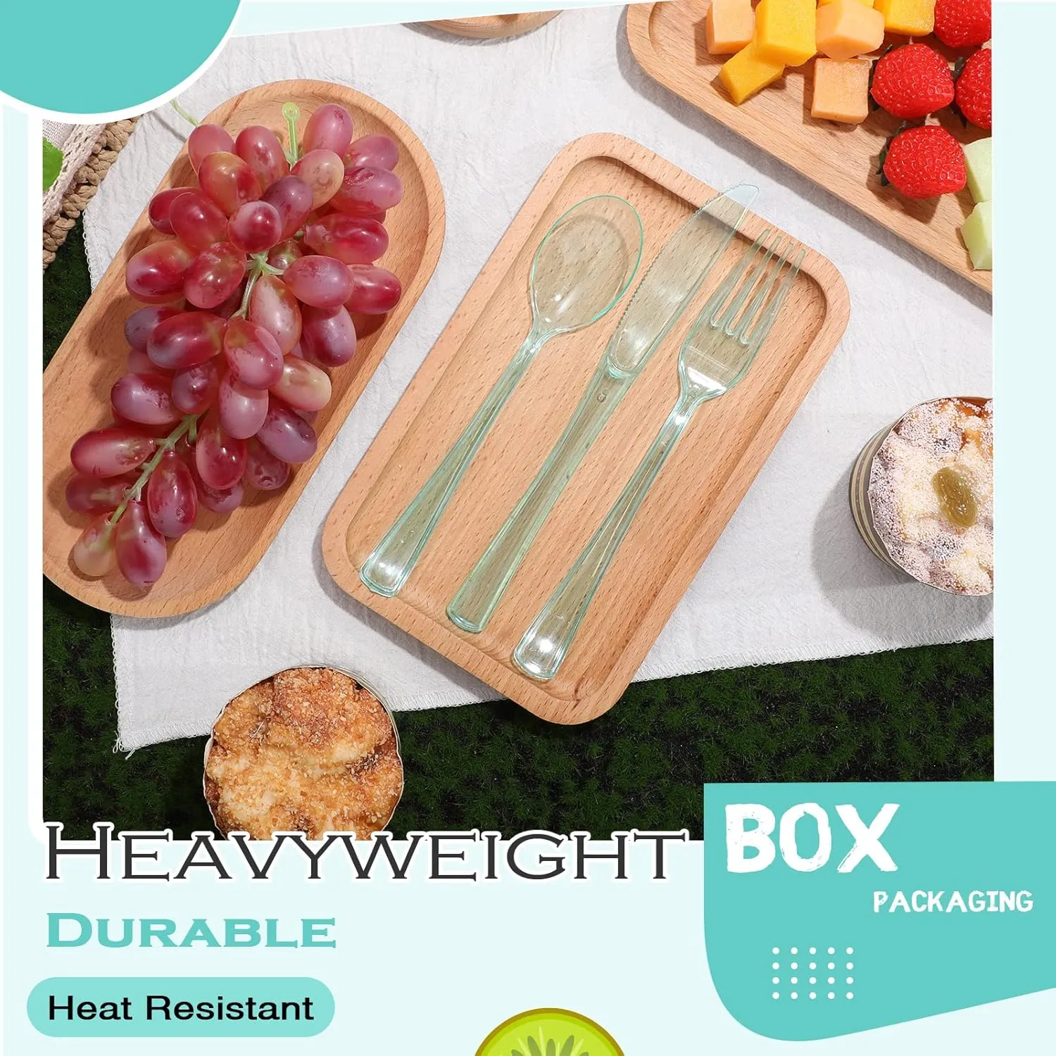 150 Pieces Disposable Cutlery Set Plastic Silverware Heavy Duty Utensil Sets 50 Forks 50 Knives 50 Spoons for Home Office School Party Picnics Restaurant Outdoor Events or Every Day Use (Light Green)