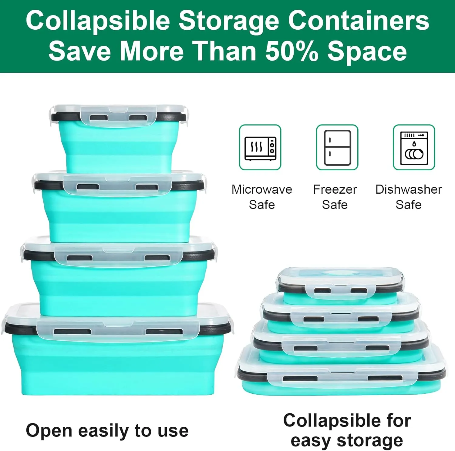 16 Pack Collapsible Food Storage Containers With Lids, Collapsible Storage Containers Sets Silicone Collapsible Bowls For Camping, RV Accessories, Travel Trailer Must (Mixed oz) (16)