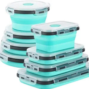 16 Pack Collapsible Food Storage Containers With Lids, Collapsible Storage Containers Sets Silicone Collapsible Bowls For Camping, RV Accessories, Travel Trailer Must (Mixed oz) (16)