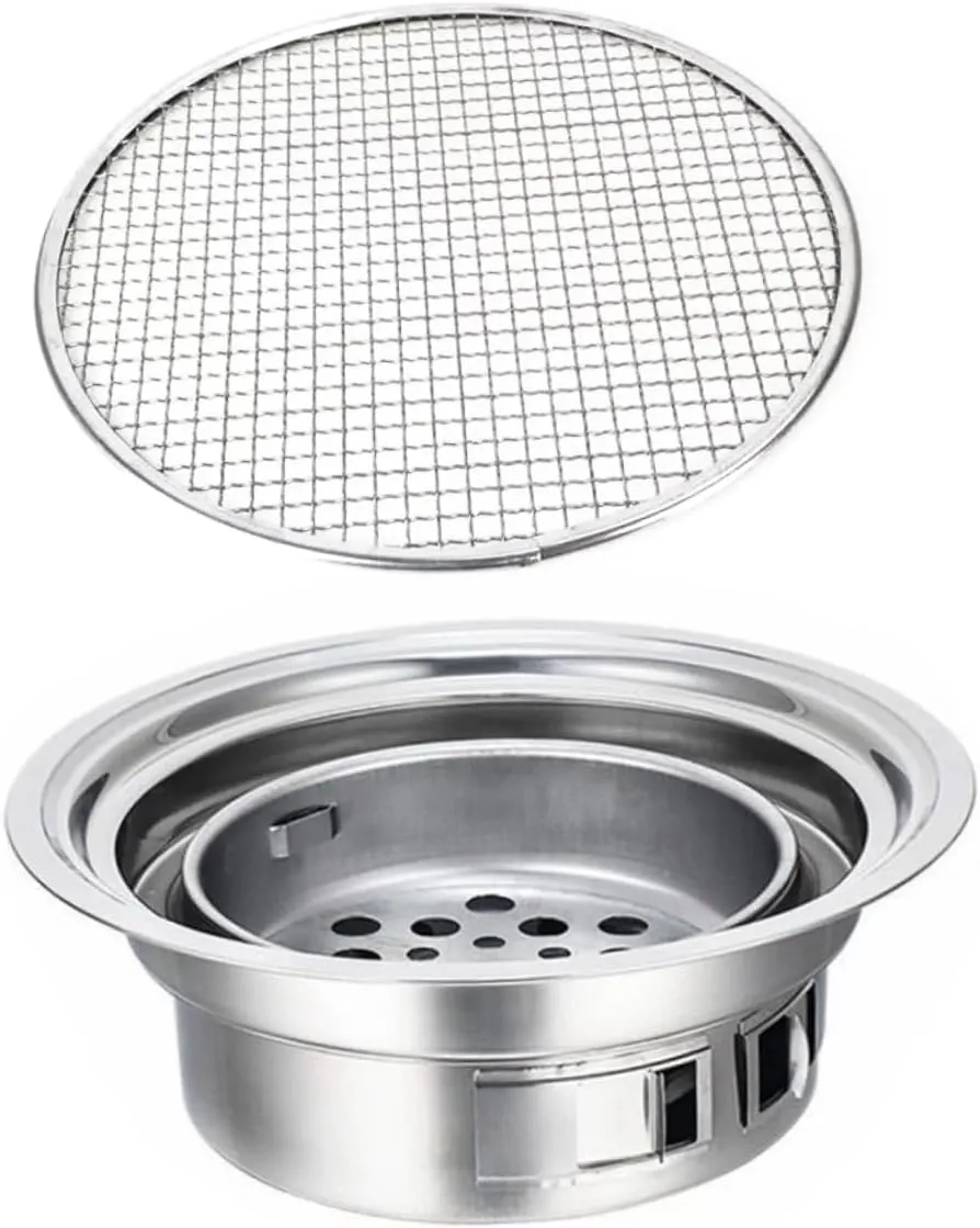 1Set Portable Stainless Steel Korean Bbq Grill Outdoor Cooking Stove Compact Barbecue Oven for Camping Picnics and Home Use Durable Easy to Use Bbq Supplies