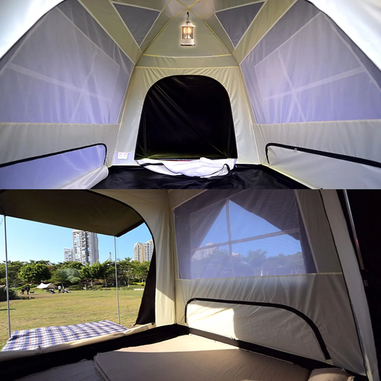 2-3 Man Person Instant Tent Automatic Pop Up Ultralight Dome Tents,4 Seasons Waterproof Windproof Family Camping Tent with Removable Outer Tarpaulin,Double Layers
