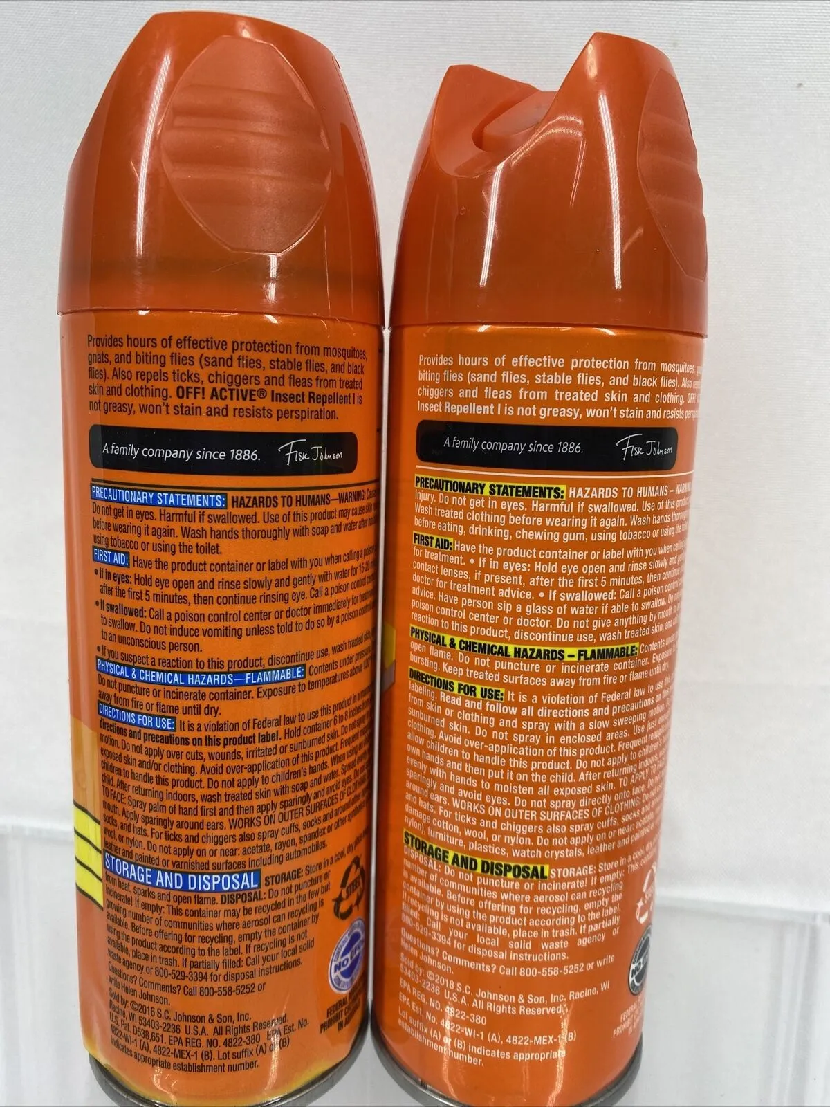 (2) OFF! ACTIVE INSECT REPELLENT Sweat Resistant Mosquito Protection Spray 6oz
