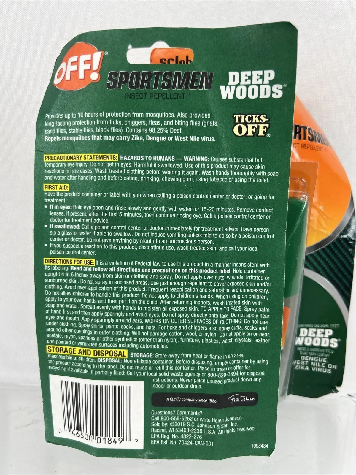 (2) OFF! Deep Woods Sportsmen Insect Repellent 10Hrs Max Strength Pump Spray