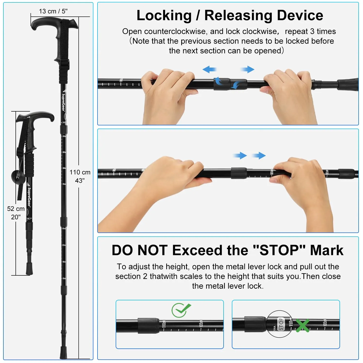 2 Pack Aluminum Trekking Poles