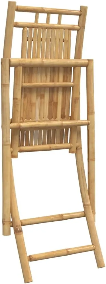 2-Pack Bamboo Folding Patio Chairs 18.1"x26"x39" Outdoor Furniture with 286.6lb Capacity, Foldable Garden Chairs for Poolside, Camping, Beach, and Backyard Dining