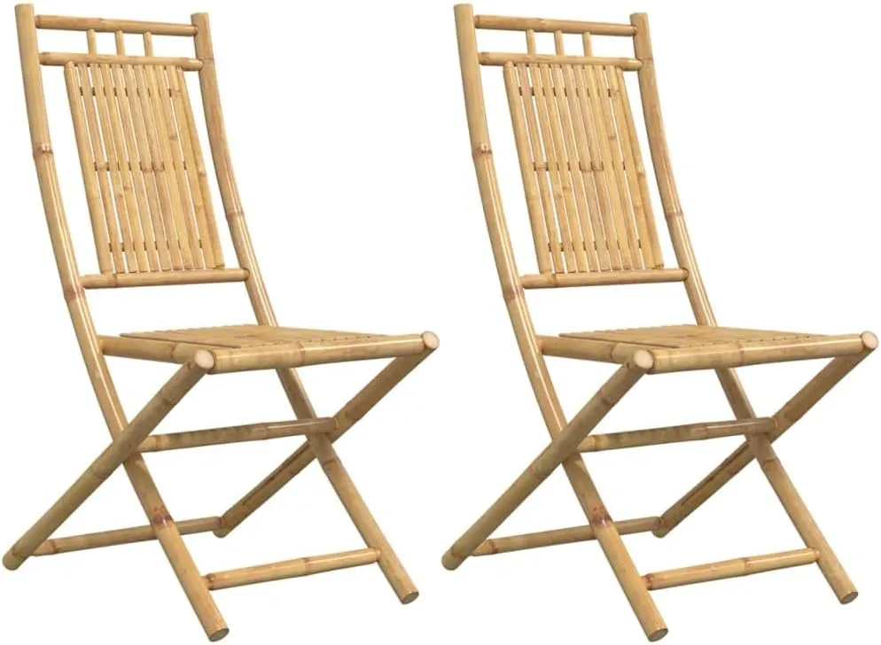 2-Pack Bamboo Folding Patio Chairs 18.1"x26"x39" Outdoor Furniture with 286.6lb Capacity, Foldable Garden Chairs for Poolside, Camping, Beach, and Backyard Dining