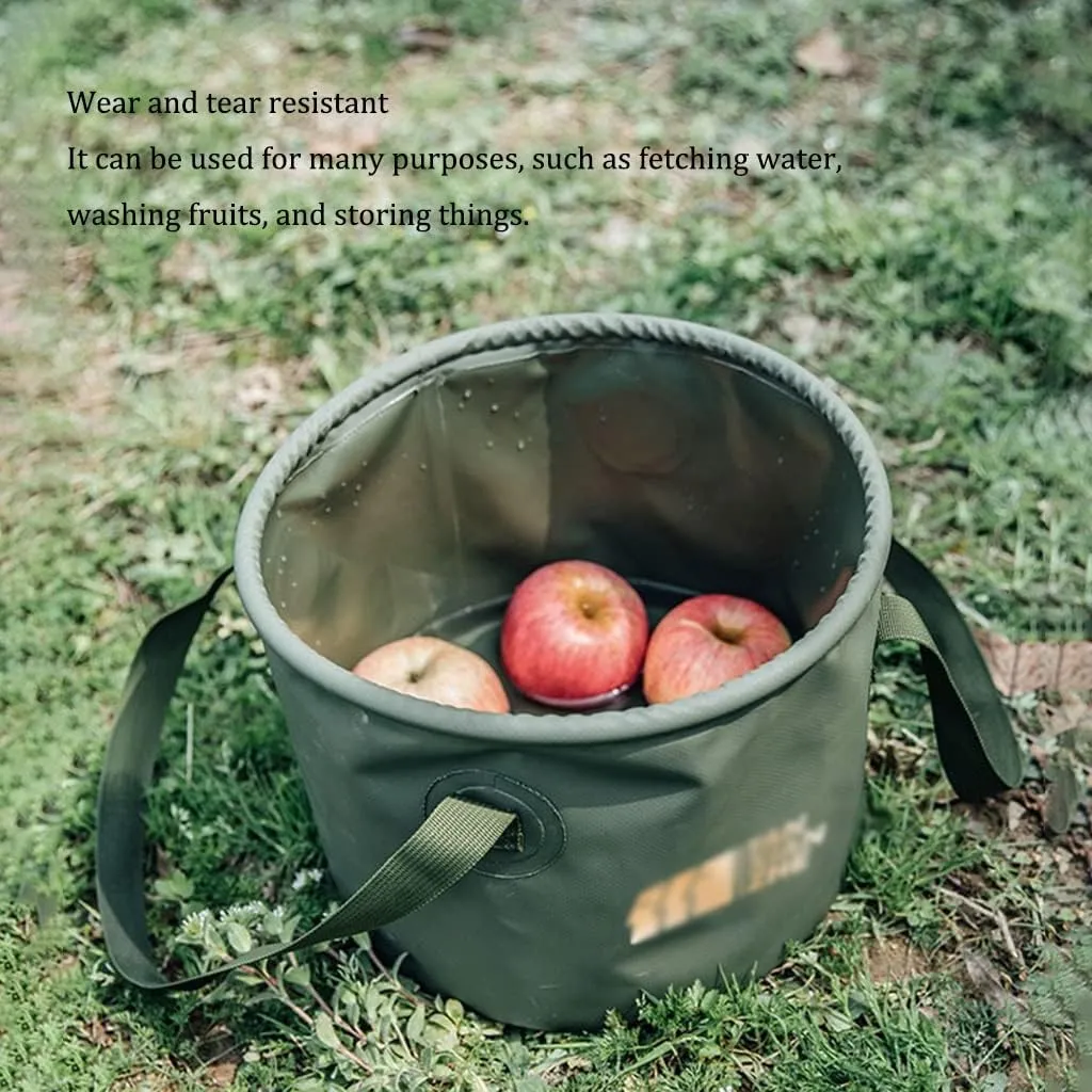 2 Pack Collapsible Bucket Camping, Foldable Round Tub Container Folding Water Bucket Portable Wash Basin for Outdoor Travelling Camping Fishing Gardening (Color : Green)