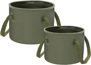 2 Pack Collapsible Bucket Camping, Foldable Round Tub Container Folding Water Bucket Portable Wash Basin for Outdoor Travelling Camping Fishing Gardening (Color : Green)