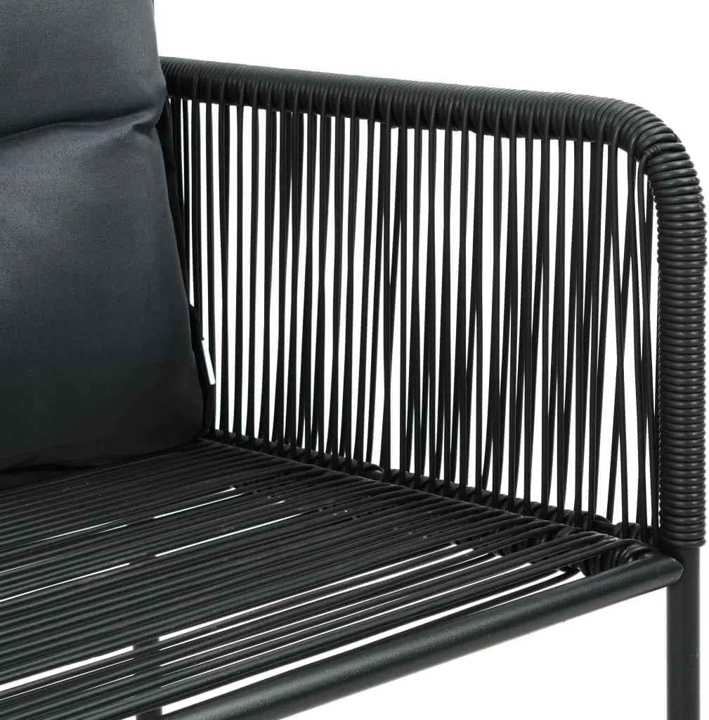 2 Pcs Patio Chairs with Back Pillows Black Poly Rattan Outdoor Dining Chairs for Garden Patio Lawn