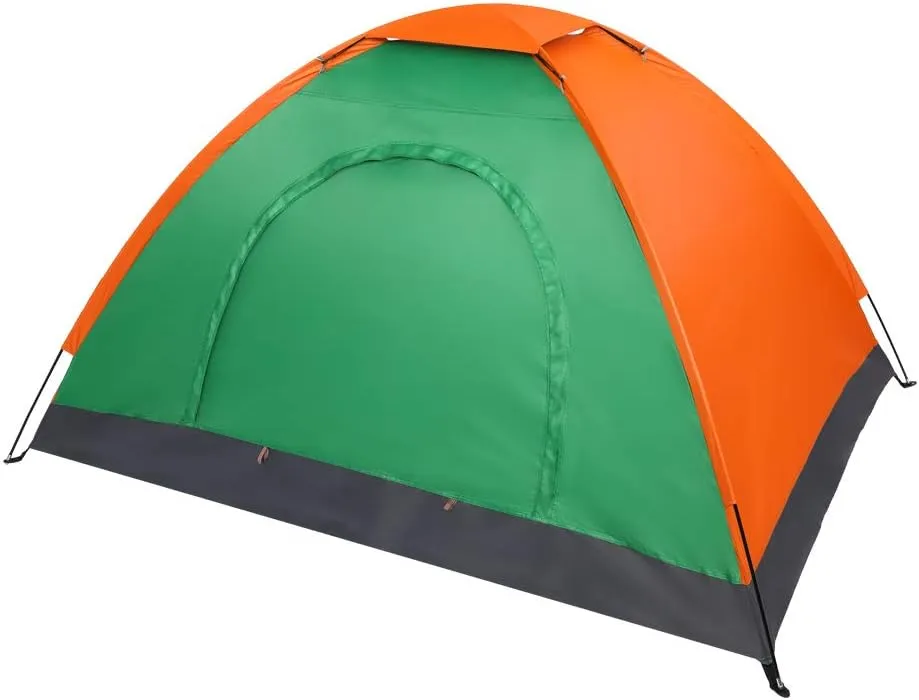 2-Person Water-Resistance Camping Dome Tent for Outdoor Hiking Survival Orange & Green