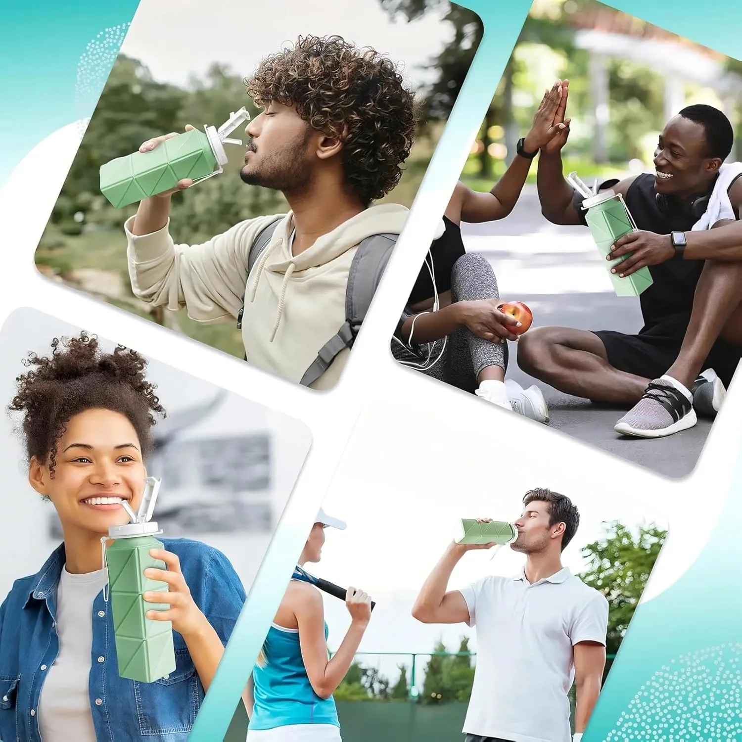 20 Oz Water Bottles Collapsible (Set Of 2) BPA Free Leakproof Lightweight Foldable Silicon Water Bottles Twistable Water Cup(9)