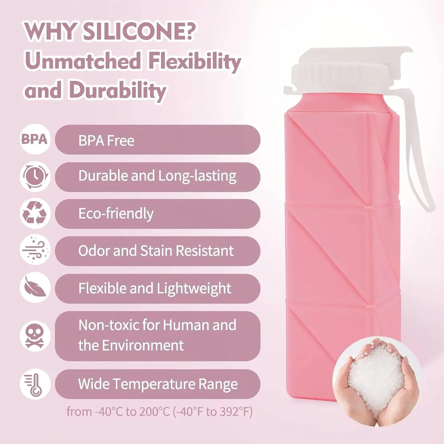 20 Oz Water Bottles Collapsible (Set Of 2) BPA Free Leakproof Lightweight Foldable Silicon Water Bottles Twistable Water Cup(9)