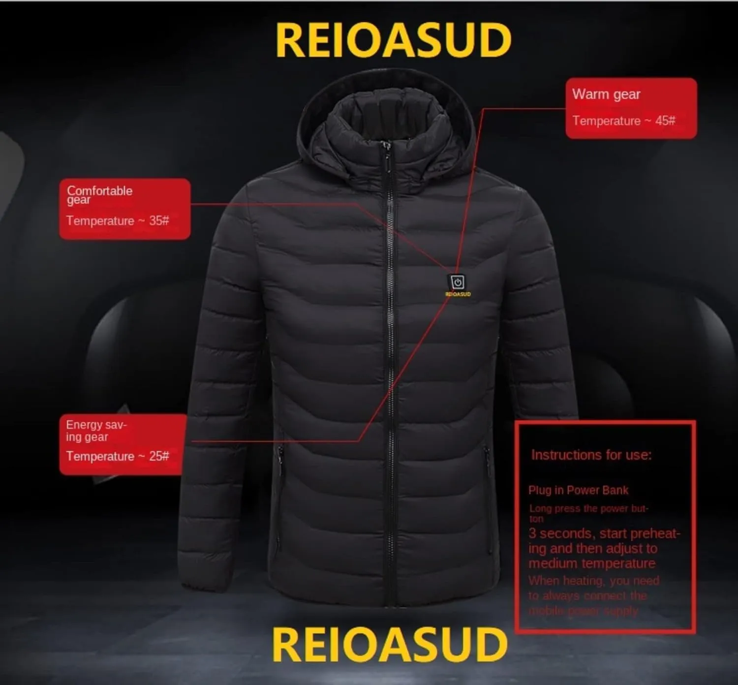 2025 Heated Hoodie Multiple Heating Zones Coat for Men and Women,Heated Jacket with 3 Heating Levels,Zip Heated Vest