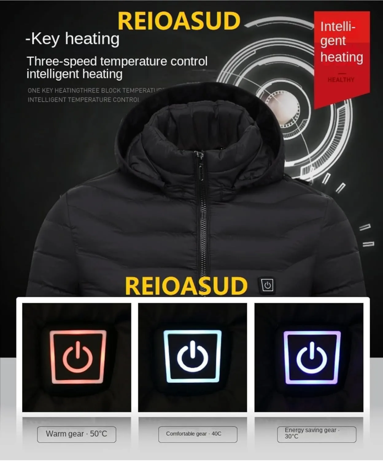2025 Heated Hoodie Multiple Heating Zones Coat for Men and Women,Heated Jacket with 3 Heating Levels,Zip Heated Vest