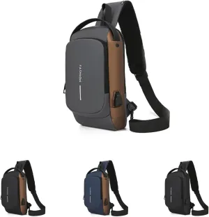 2025 New Carbon Fiber Streamline Anti-Theft Sling Bag, Usb Charging Sport Sling Anti-Theft Shoulder Bag