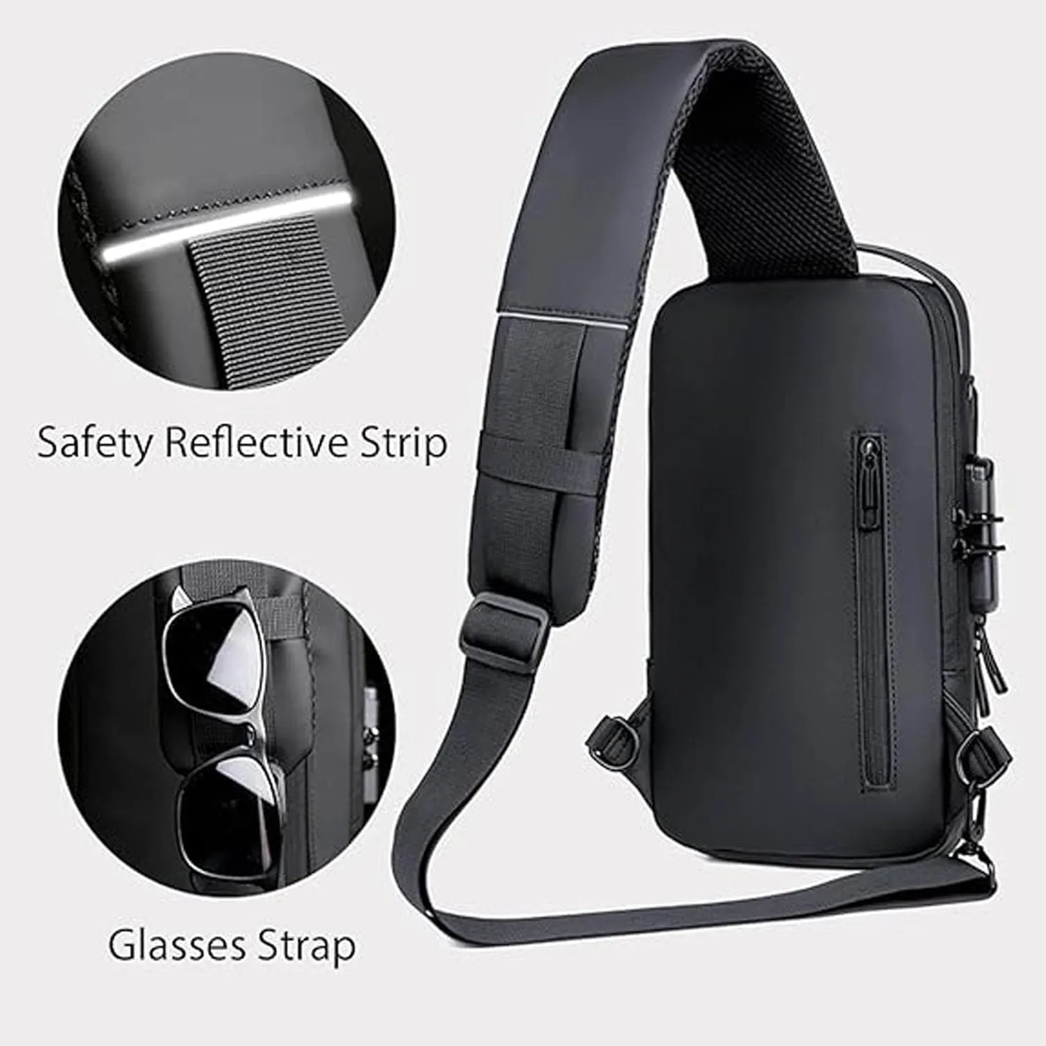 2025 New Carbon Fiber Streamline Anti-Theft Sling Bag, Usb Charging Sport Sling Anti-Theft Shoulder Bag