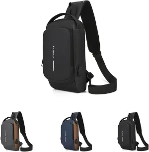 2025 New Carbon Fiber Streamline Anti-Theft Sling Bag, Usb Charging Sport Sling Anti-Theft Shoulder Bag