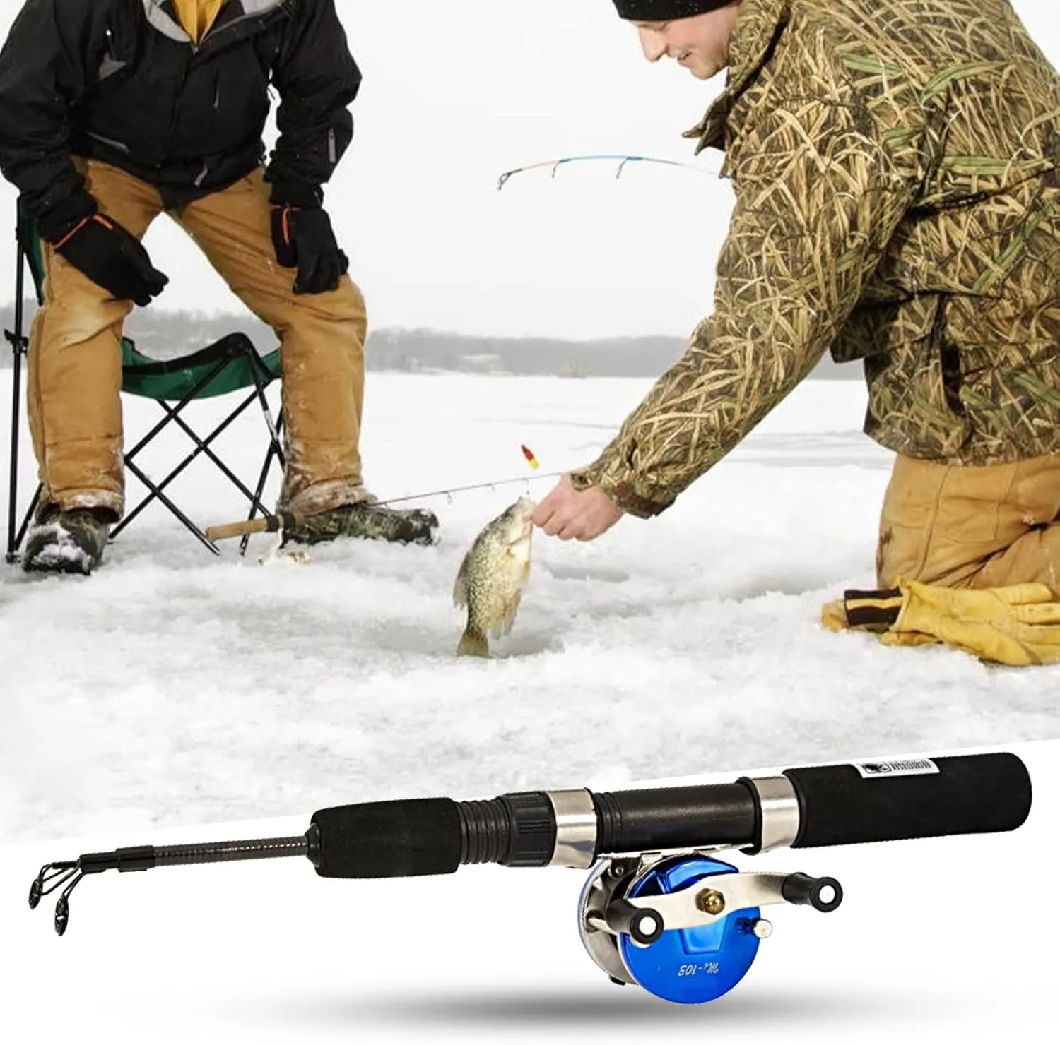 20/26 Inch Ice Fishing Rod and Reel Combo, Plastic Heavy Duty Sturdy Ice Fishing Rod, Telescopic Angled Fishing Rod and Reel Combo Mini Fishing Rod Pen Ultra Light for Winter