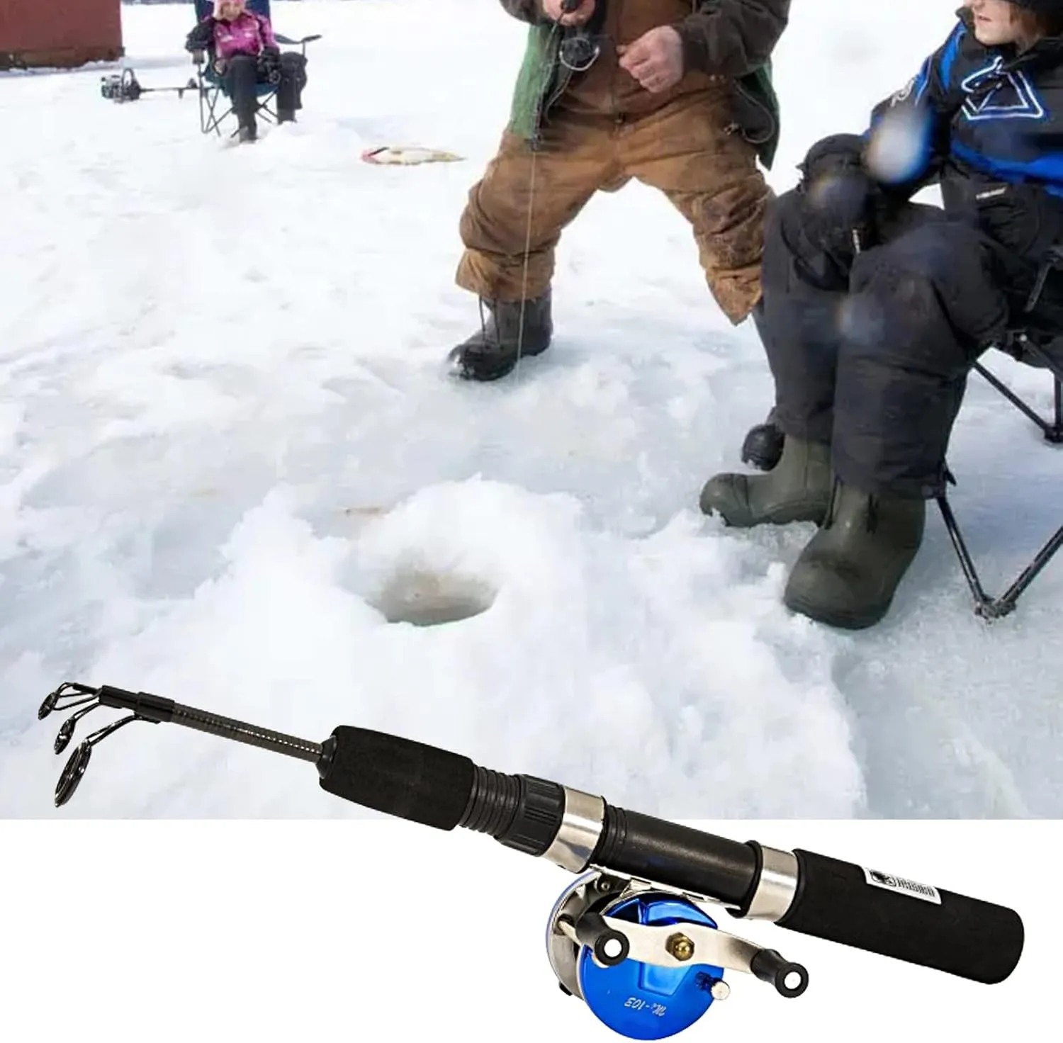 20/26 Inch Ice Fishing Rod and Reel Combo, Plastic Heavy Duty Sturdy Ice Fishing Rod, Telescopic Angled Fishing Rod and Reel Combo Mini Fishing Rod Pen Ultra Light for Winter