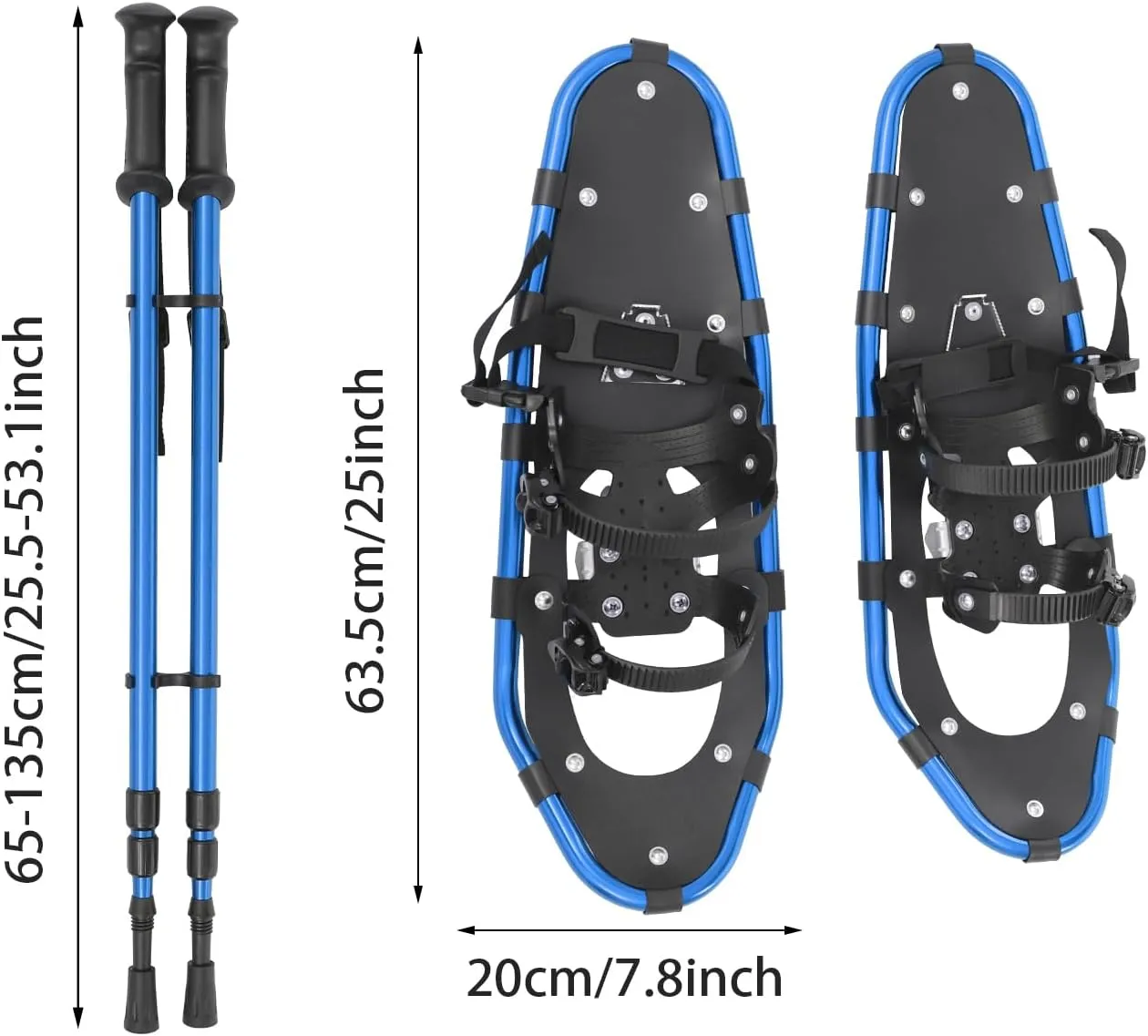 21/25 Inch Snowshoes with Trekking Poles for Men Women Youth, Light Weight Aluminum Snowshoes with Adjustable Binding, Carry Bag & Hiking Poles