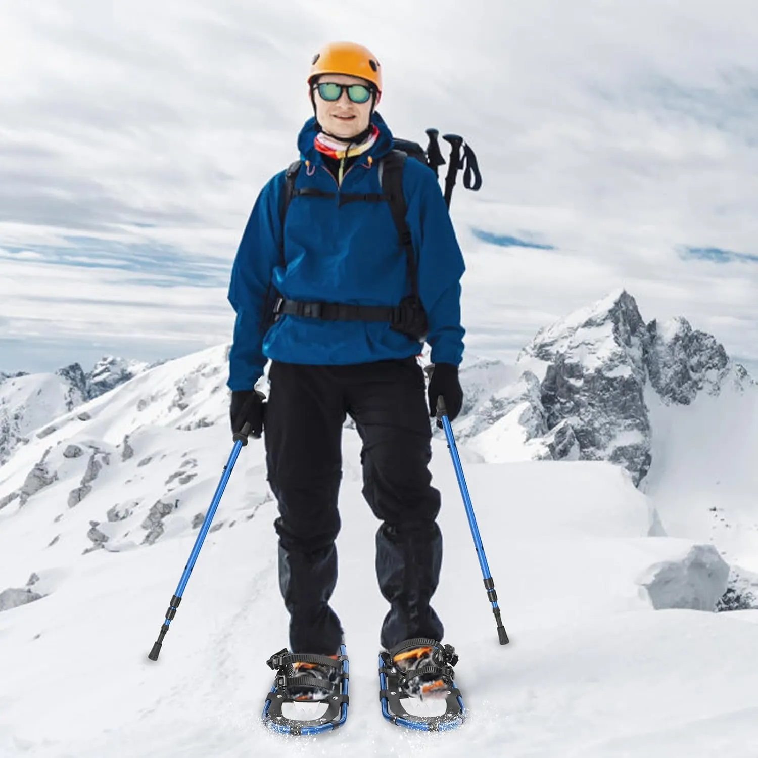 21/25 Inch Snowshoes with Trekking Poles for Men Women Youth, Light Weight Aluminum Snowshoes with Adjustable Binding, Carry Bag & Hiking Poles