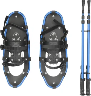 21/25 Inch Snowshoes with Trekking Poles for Men Women Youth, Light Weight Aluminum Snowshoes with Adjustable Binding, Carry Bag & Hiking Poles