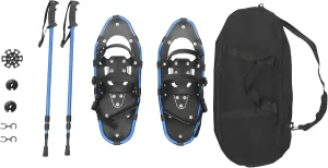 21" Lightweight Snow Shoes - Aluminum Frame Snow Shoes for Mens and Women with Adjustable Trekking Poles and Carrying Tote Bag, All-Terrain Snowshoes for Ski Resorts and Outdoor Skiing (Blue)