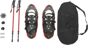 21" Lightweight Snow Shoes - Aluminum Frame Snow Shoes for Mens and Women with Adjustable Trekking Poles and Carrying Tote Bag, All-Terrain Snowshoes for Ski Resorts and Outdoor Skiing (Red)