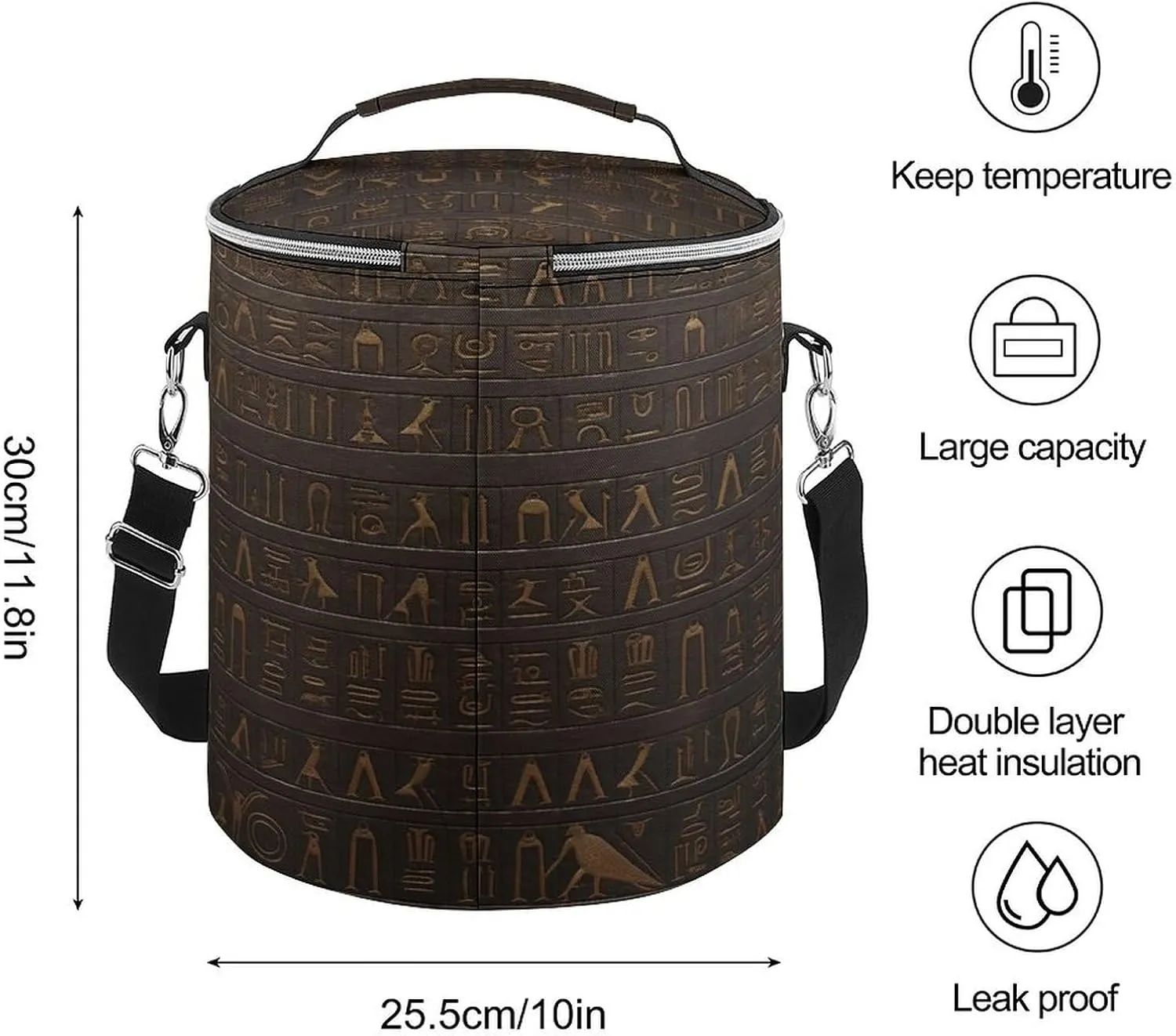 24 Cans Collapsible Soft Cooler Bag,Ancient Egyptian Hieroglyph Large Leakproof Camping Cooler,Portable Travel Cooler for Picnic, Camping, Beach, Trip