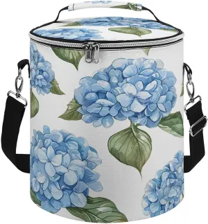 24 Cans Collapsible Soft Cooler Bag,Blue Hydrangea Pattern Large Leakproof Camping Cooler,Portable Travel Cooler for Picnic, Camping, Beach, Trip