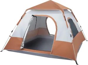 240 * 240 * 150cm Spring Quick Opening Four-Person Family Tent Camping Tent Brown