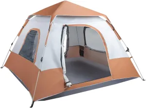 240 * 240 * 150cm Spring Quick Opening Four-Person Family Tent Camping Tent Brown