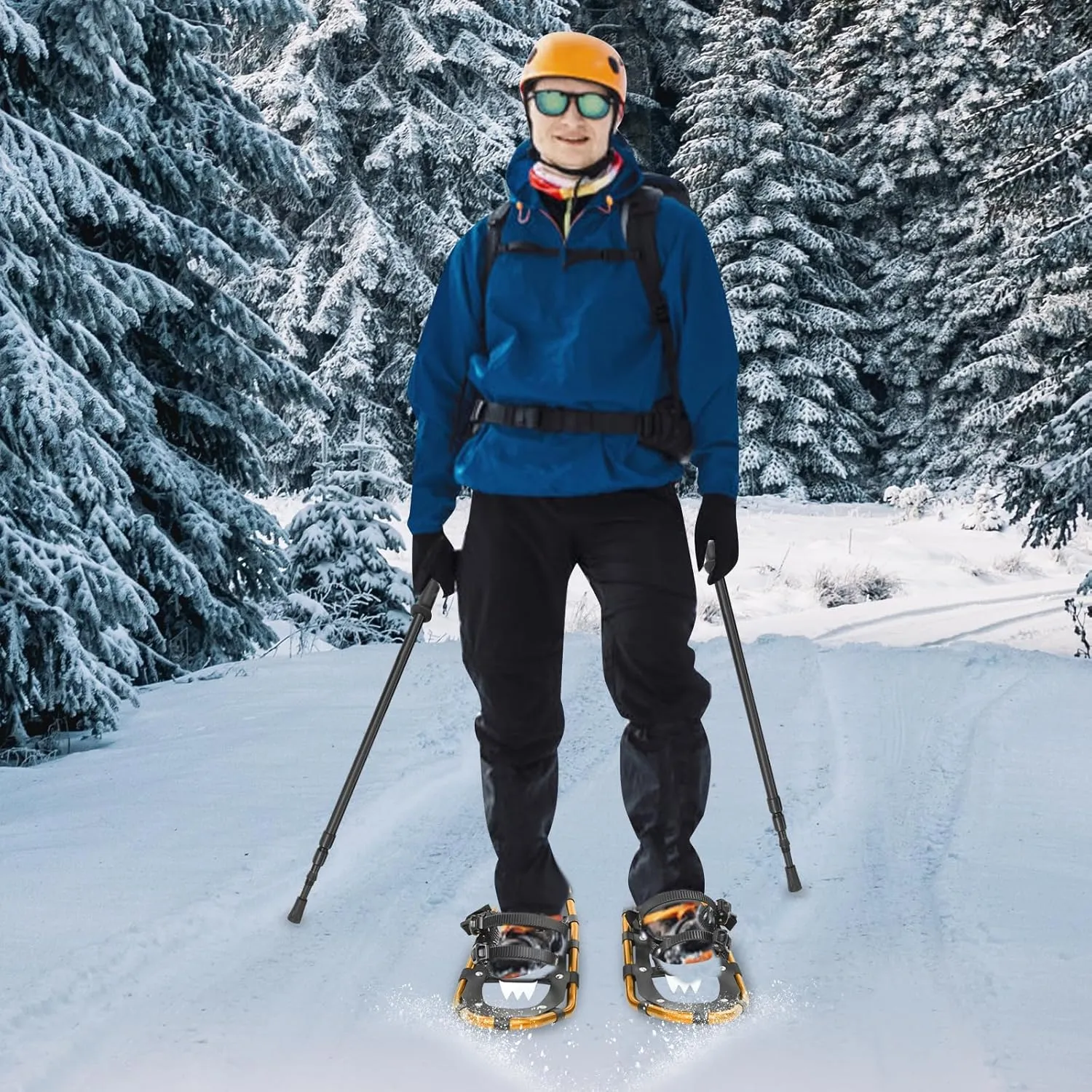 25 Inch Light Weight Snowshoes Durable All Terrain with Adjustable Binding Lightweight All Terrain Snow Shoes for Ski Resorts, Outdoor Skiing Programs
