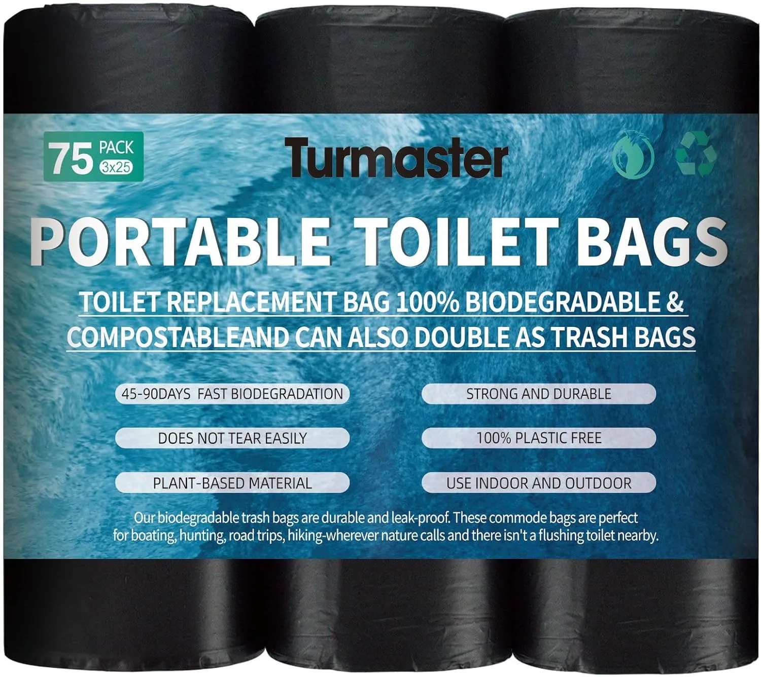 25/50 / 75 Pcs Portable Camping Toilet Bags,5 Gallon Compostable Toilet Replacement Bags for camping toilet, portable potty bags for Outdoor Camping