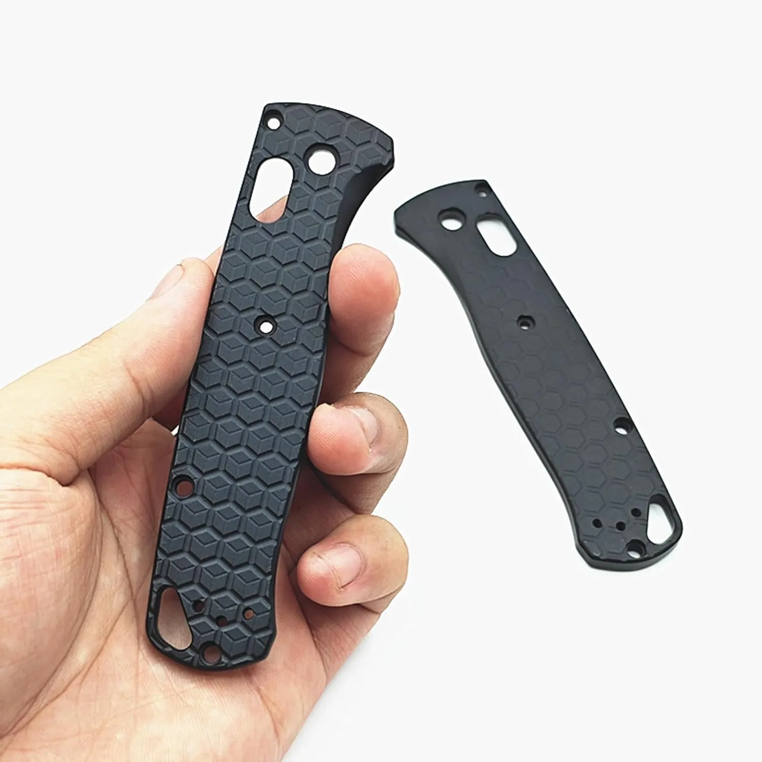 2PCS Brushed Custom Pattern Scales Knife Handle Fit For Benchmade Bugout 535 Folding Knife Aluminium Alloy Repair Parts (Black)