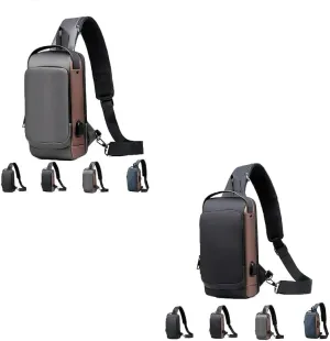 2PCS Carbon Fiber Streamline Anti-Theft Sling Bag, USB Charging Sport Sling Anti-Theft Shoulder Bag (C,M)