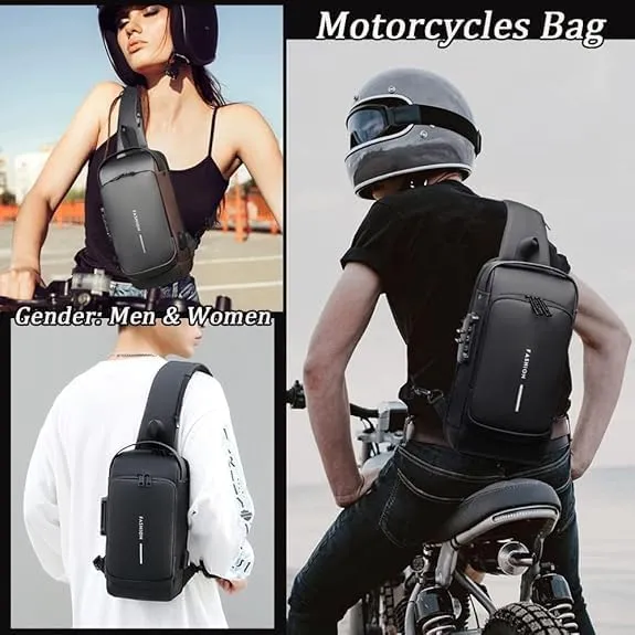2PCS Carbon Fiber Streamline Anti-Theft Sling Bag