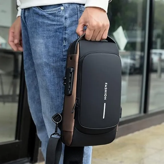 2PCS Carbon Fiber Streamline Anti-Theft Sling Bag