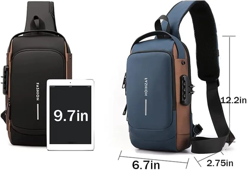 2PCS Carbon Fiber Streamline Anti-Theft Sling Bag