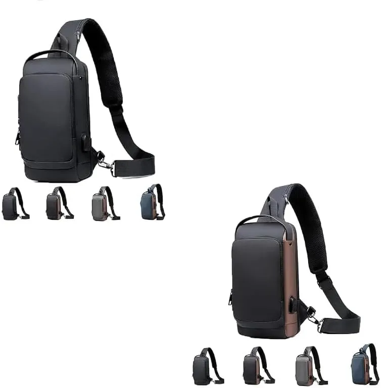 2PCS Carbon Fiber Streamline Anti-Theft Sling Bag