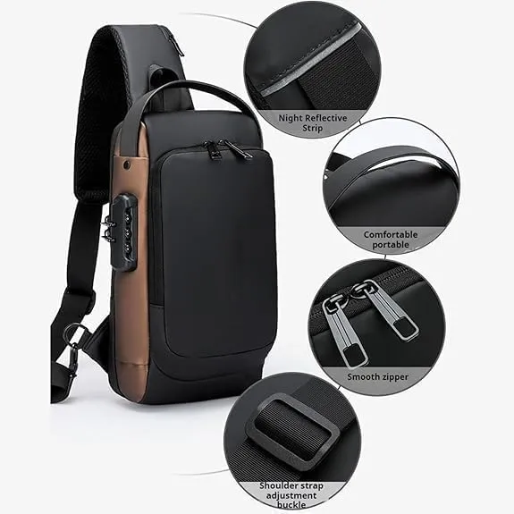 2PCS Carbon Fiber Streamline Anti-Theft Sling Bag
